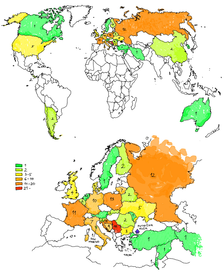 mapa posetilaca po zemljama
