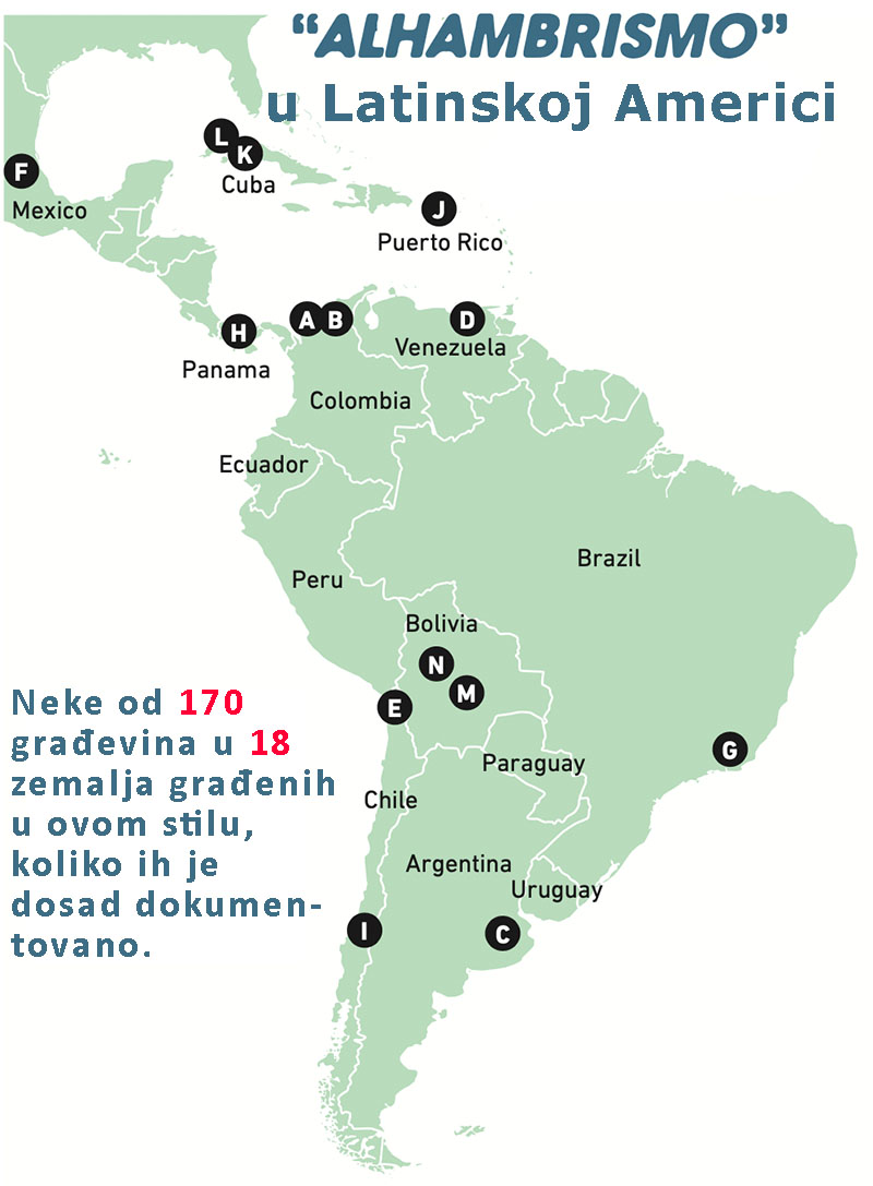 Alhambre Latinske Amerike - mapa