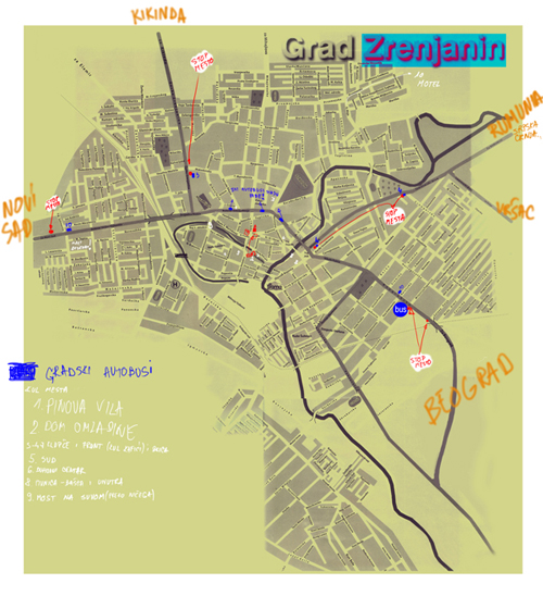 mapa zrenjanina, map of zrenjanin